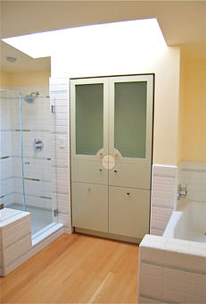Linen storage in a San Francisco bathroom suite